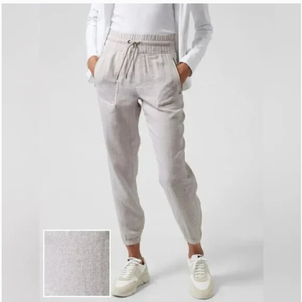 Athleta Cabo Linen Jogger Pant Micro Cheetah Abalone Grey 988237 Women's 4